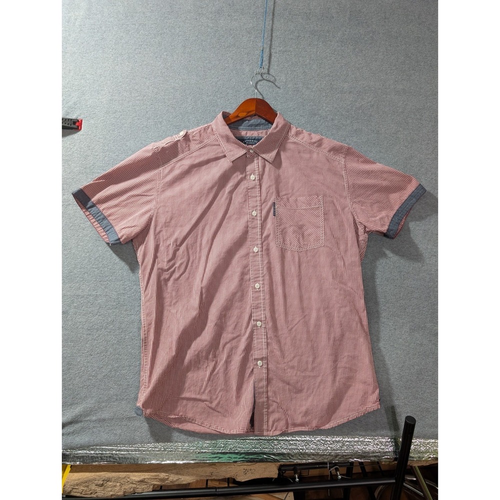 VTG Y2K Ecko Unltd Gingham Plaid Shirt Red White Mens XL Button Up